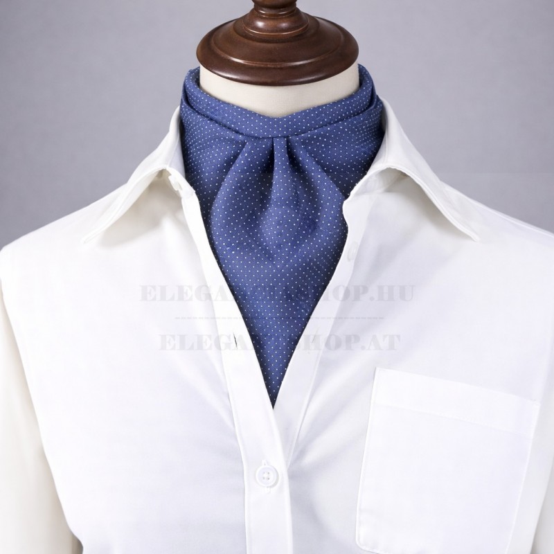   NM szatén ascot nyaksál - Farmerkék aprómintás